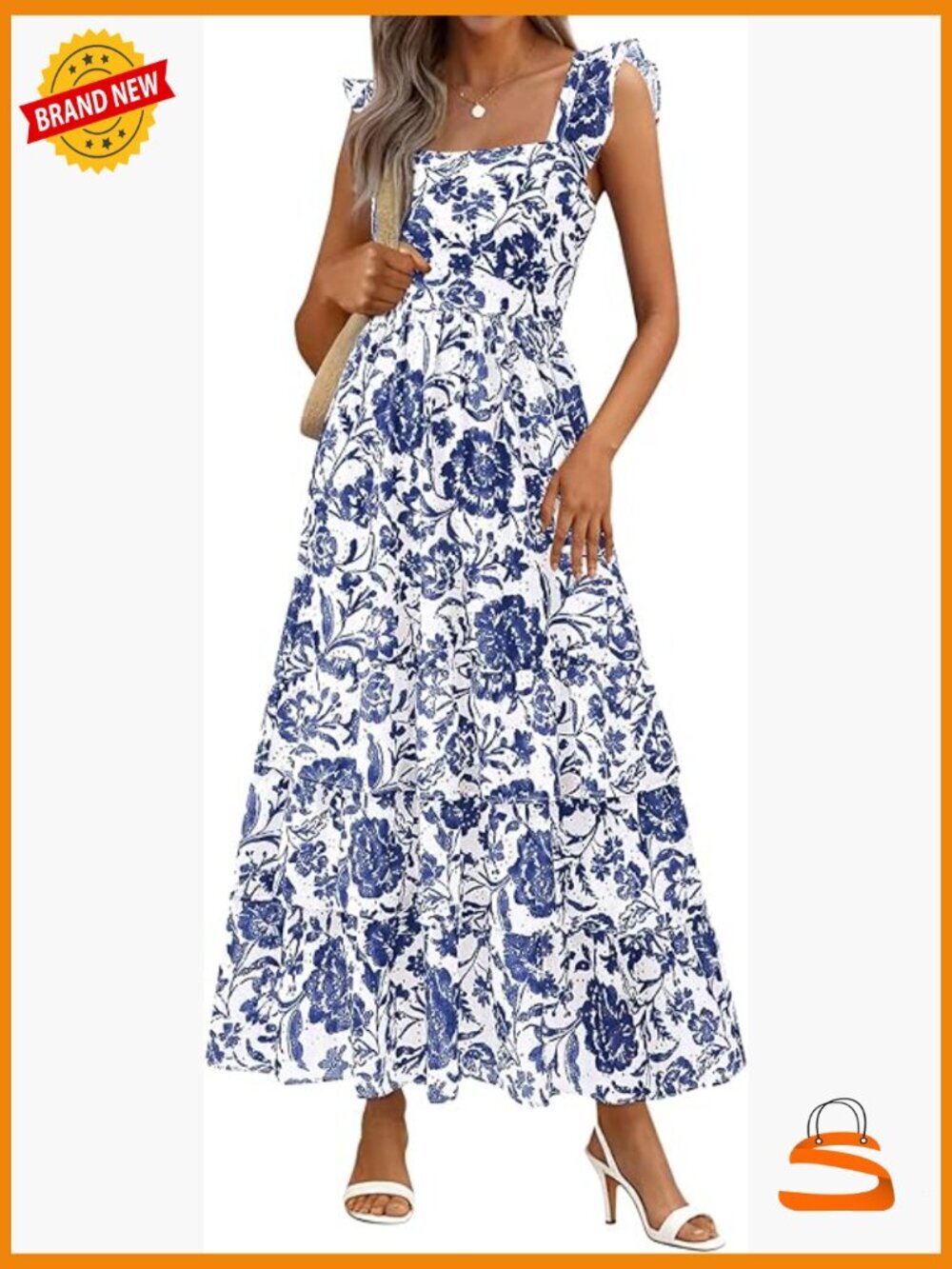 Sleeveless Boho Floral Maxi Dress with Pockets for Women